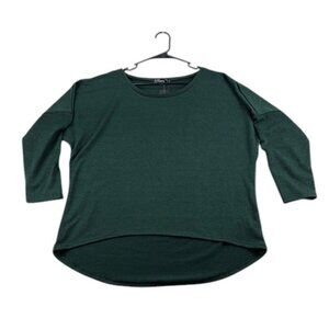 UGet Sweater Light Weight Green High Low 3/4 Sleeve Women's Size L
